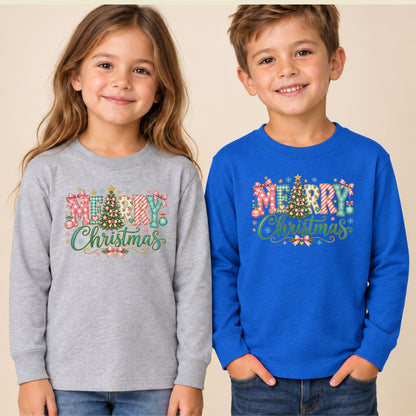 Pastel Pink Bow Christmas T-Shirt, Merry Christmas Tree Graphic Tee, Cute Coquette Holiday Shirt