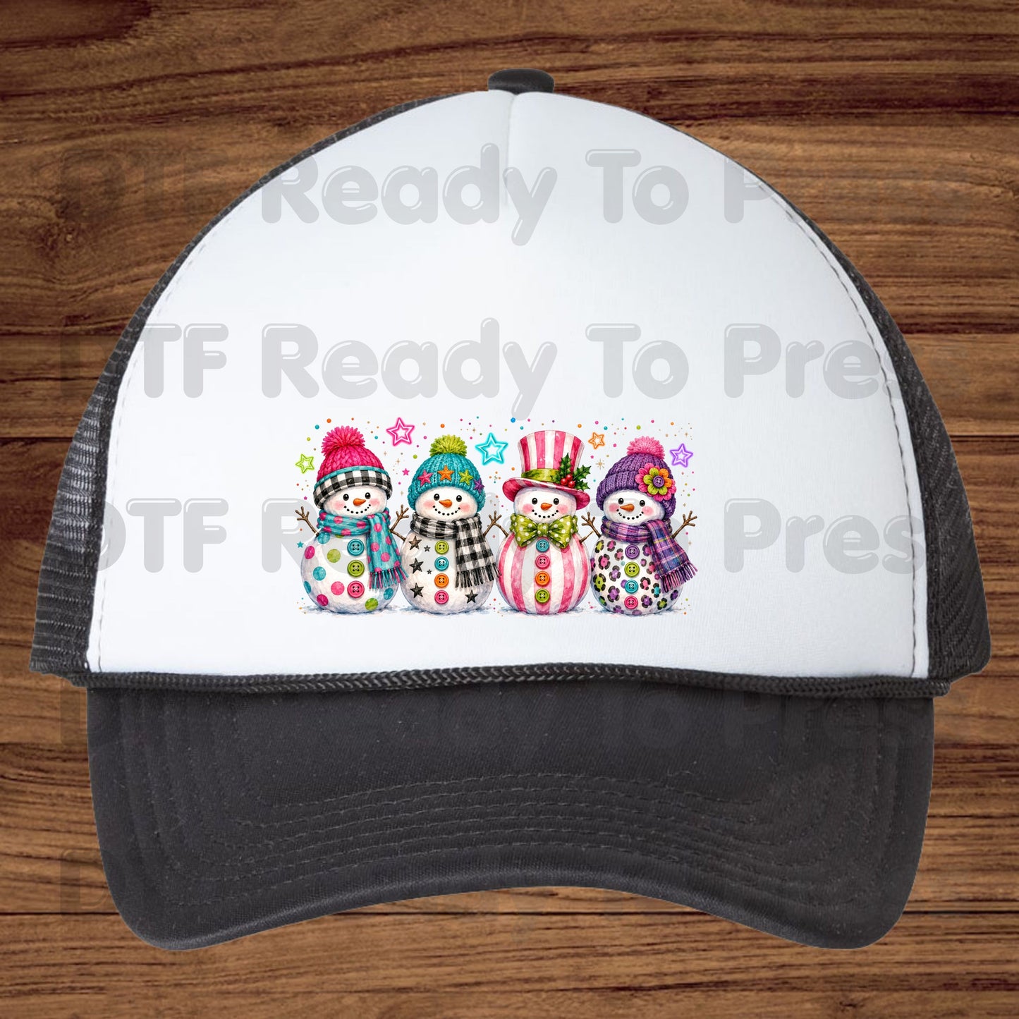 Christmas Colorful Snowmen DTF Transfers, Cute Winter Snowman Beanies Scarves Holiday Ready to Press