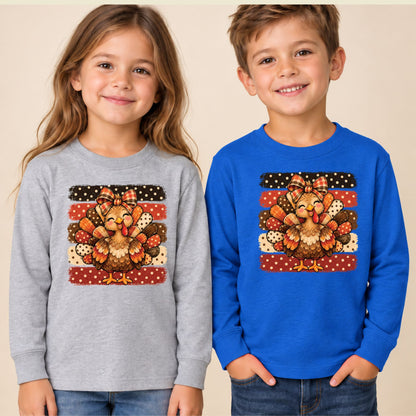 Cute Turkey Bow T-Shirt, Polka Dot Thanksgiving Tee, Striped Fall Sweatshirt