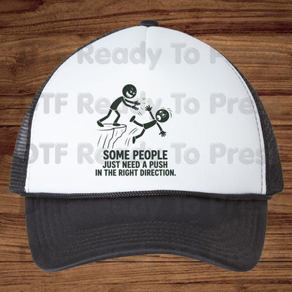 Some People Need a Push DTF Transfers, Stick Figure Cliff Sarcastic Humor Ready to Press