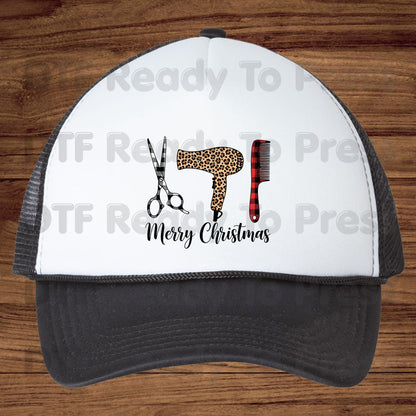 Hairstylist DTF Transfers, Hairdresser Leopard Plaid Salon Scissors Hair Stylist Ready to Press