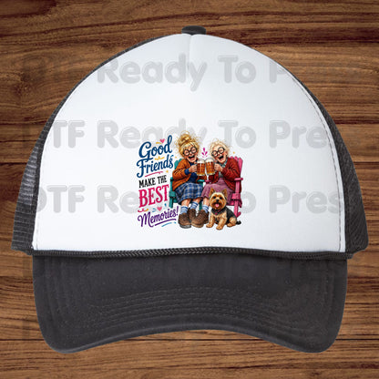 Funny Best Friends DTF Transfers, Good Friends Best Memories Beer Old Ladies Yorkshire Terrier Ready to Press
