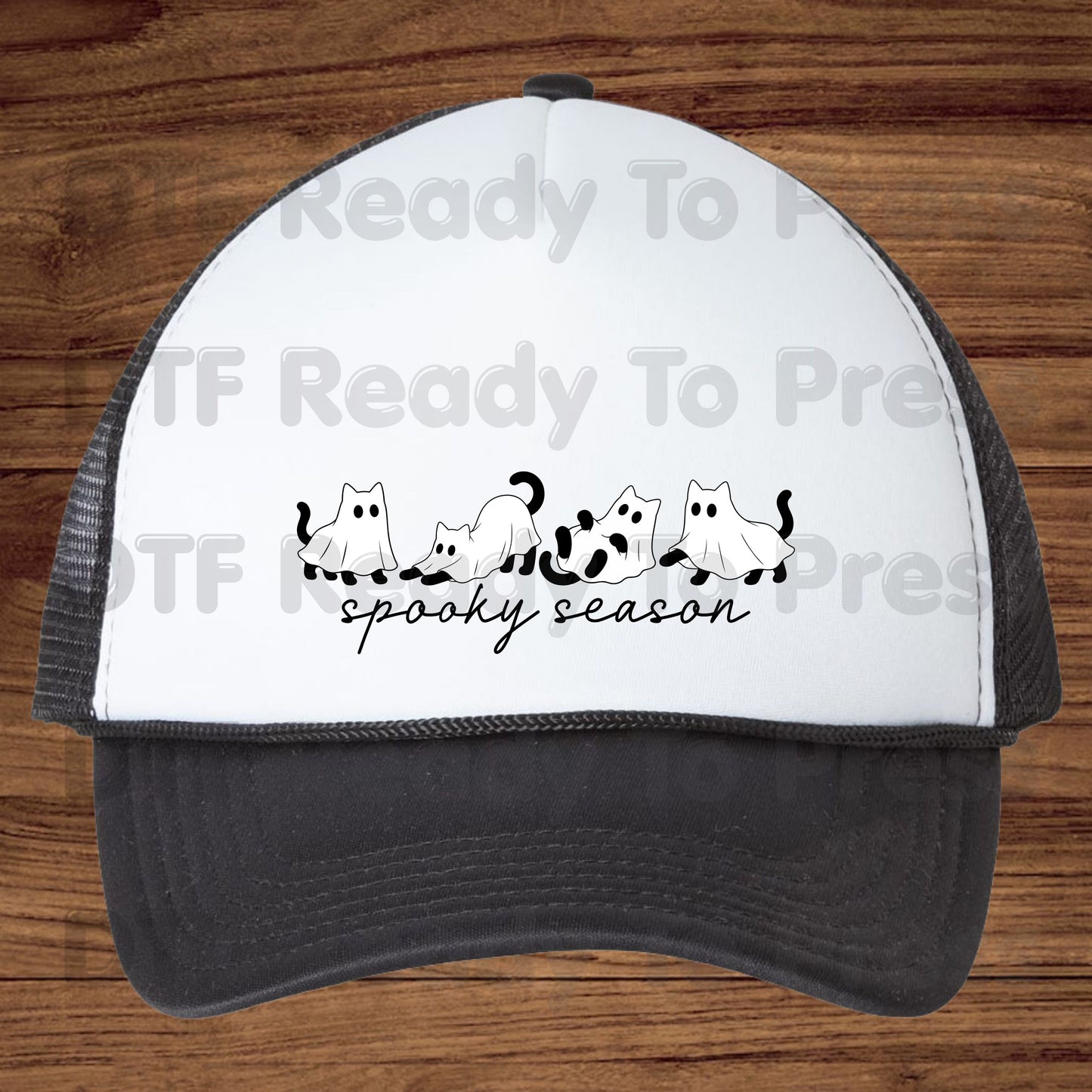 Spooky Season Ghost Cats DTF Transfers, Black Cats Sheet Ghost Line Art Minimalist Ready to Press