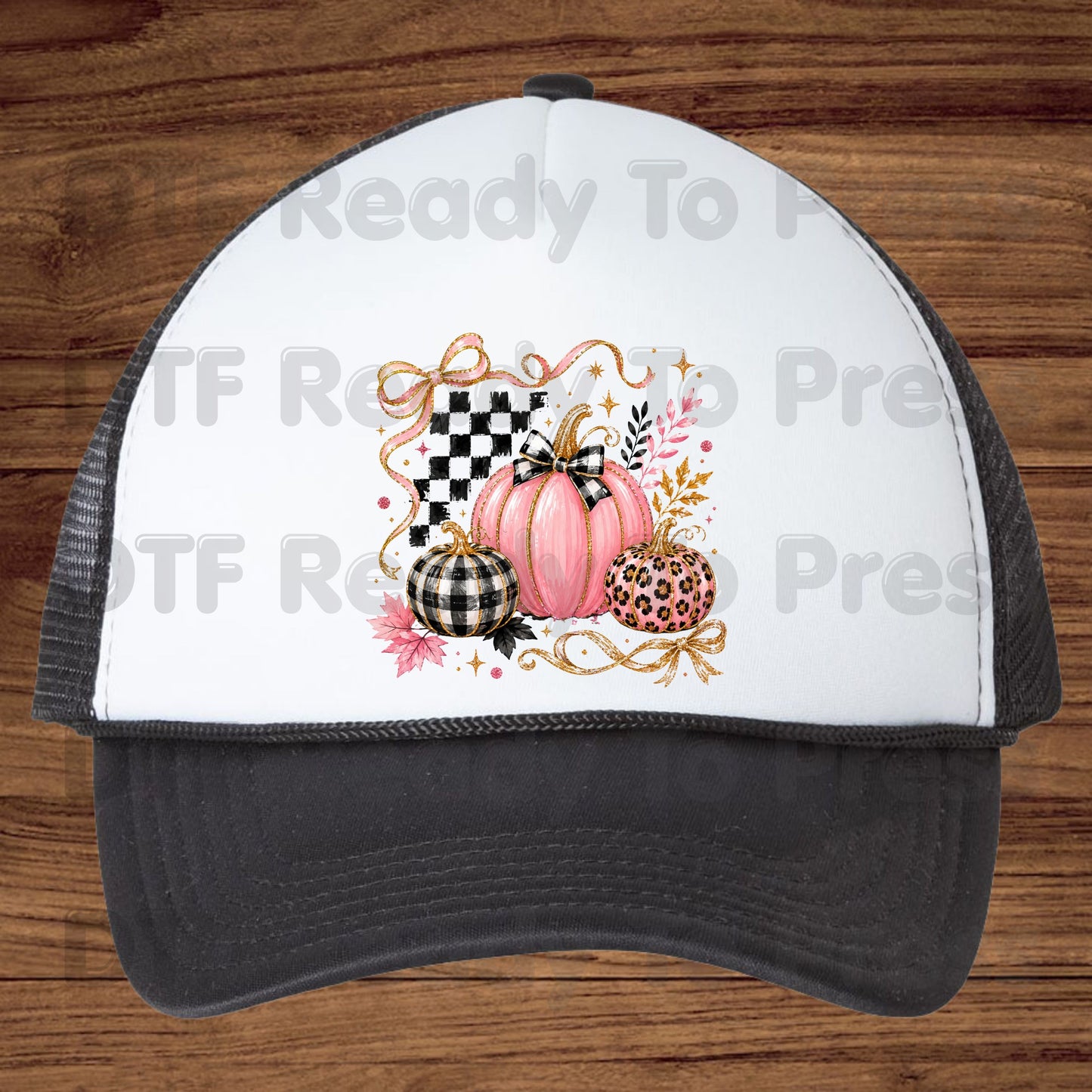 Pink Coquette Fall Pumpkin DTF Transfers, Leopard Plaid Ribbon Bow Checkered Autumn Ready to Press