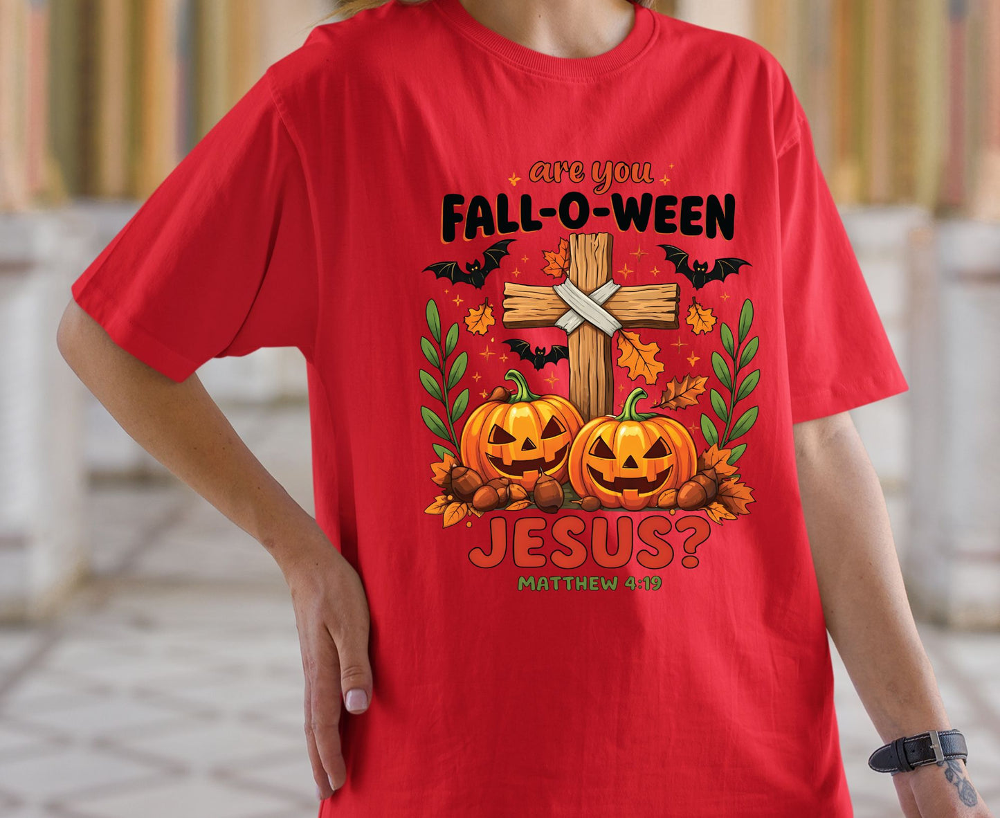 Are You Fall-O-Ween Jesus T Shirt Matthew 4:19 Christian Halloween Tee Adult Youth Toddler Baby Faith Fall Pumpkin Cross Autumn Shirt