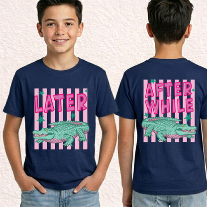 Later Gator Alligator Summer T Shirt After A While Crocodile Summer Vacation Tees Front Back Print Funny Graphic Beach Trip Shirts