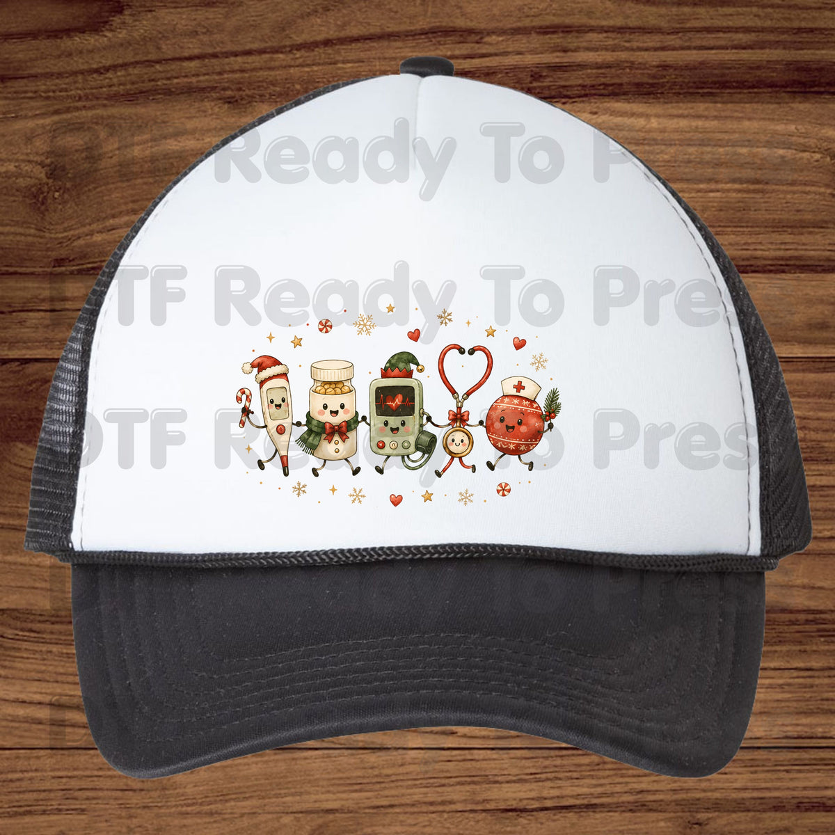Christmas Cute Nurse Tools DTF Transfers, Medical Stethoscope Ornament Holiday Ready to Press
