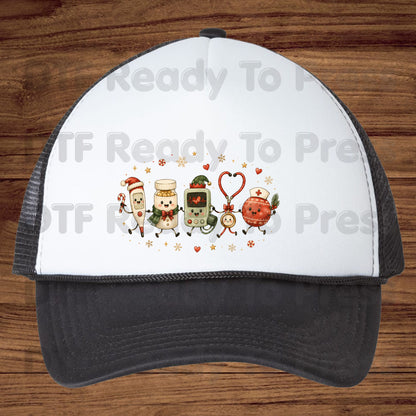 Christmas Cute Nurse Tools DTF Transfers, Medical Stethoscope Ornament Holiday Ready to Press