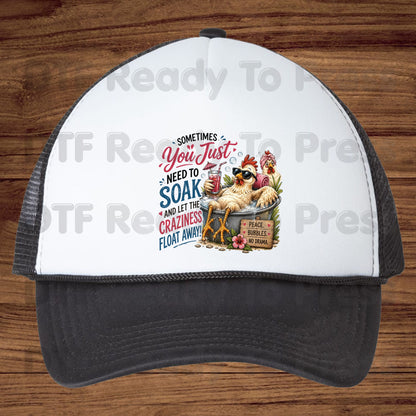 Funny Chicken DTF Transfers, Relaxing Spa Chicken Sarcastic Quote Summer Ready to Press