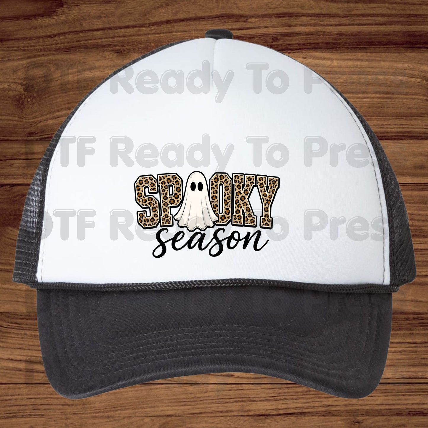 Halloween Spooky Season Ghost DTF Transfers, Leopard Print Cheetah Varsity Letters Ready to Press