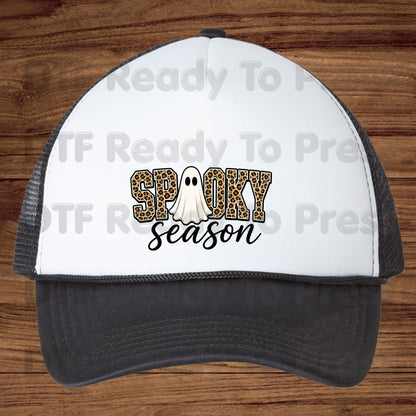 Halloween Spooky Season Ghost DTF Transfers, Leopard Print Cheetah Varsity Letters Ready to Press