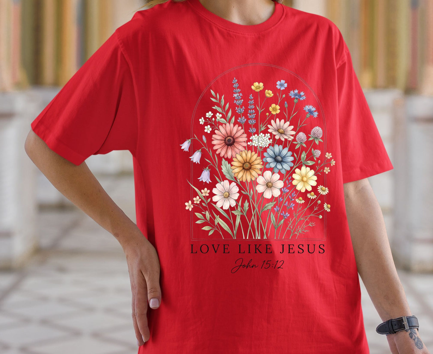 Love Like Jesus T Shirt John 15:12 Tee Christian Wildflower Shirt Religious Floral Gift For Her Adult Youth Toddler Baby Spiritual Church Outfit