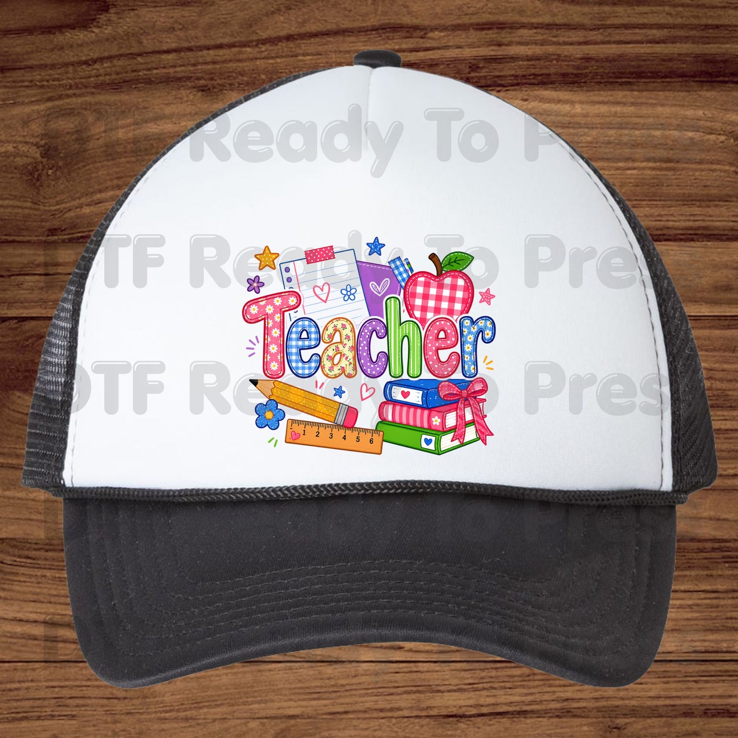Teacher Apple Books Pencil DTF Transfers, Colorful School Supplies Back to School Ready to Press