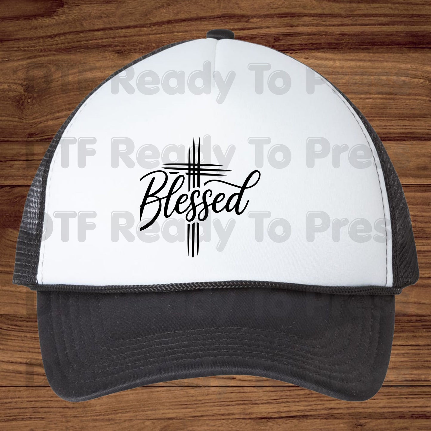 Blessed Cross Script DTF Transfers, Christian Faith Cursive Minimalist Religious Ready to Press