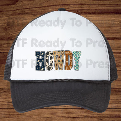 Western Howdy DTF Transfers, Cow Print Southwestern Western Vibe Ready to Press