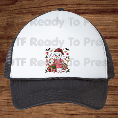 Christmas Nurse Snowman DTF Transfers, Medical Holiday Stethoscope Graphic Ready to Press