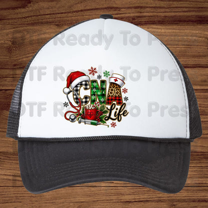 Christmas CNA Life DTF Transfers, Nursing Medical Leopard Plaid Stethoscope Holiday Ready to Press