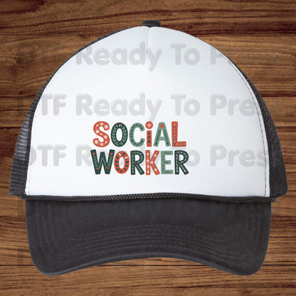 Christmas Social Worker DTF Transfers, Community Snowflake Botanical Holiday Ready to Press
