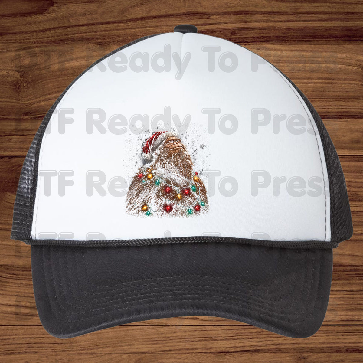 Christmas Bigfoot DTF Transfer, Santa Sasquatch Lights