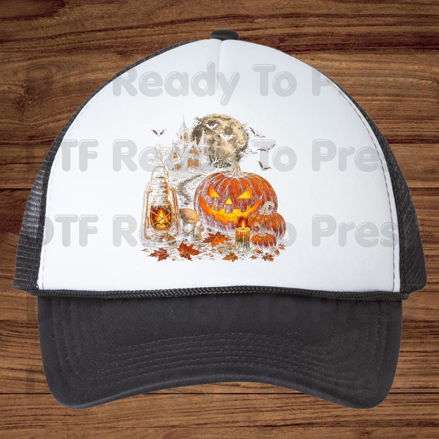 Vintage Haunted House Pumpkin DTF Transfers, Lantern Jack O Lantern Halloween Spooky Autumn Ready to Press