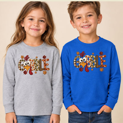 Gobble Turkey T-Shirt, Plaid Leopard Thanksgiving Tee, Funny Fall Sweatshirt