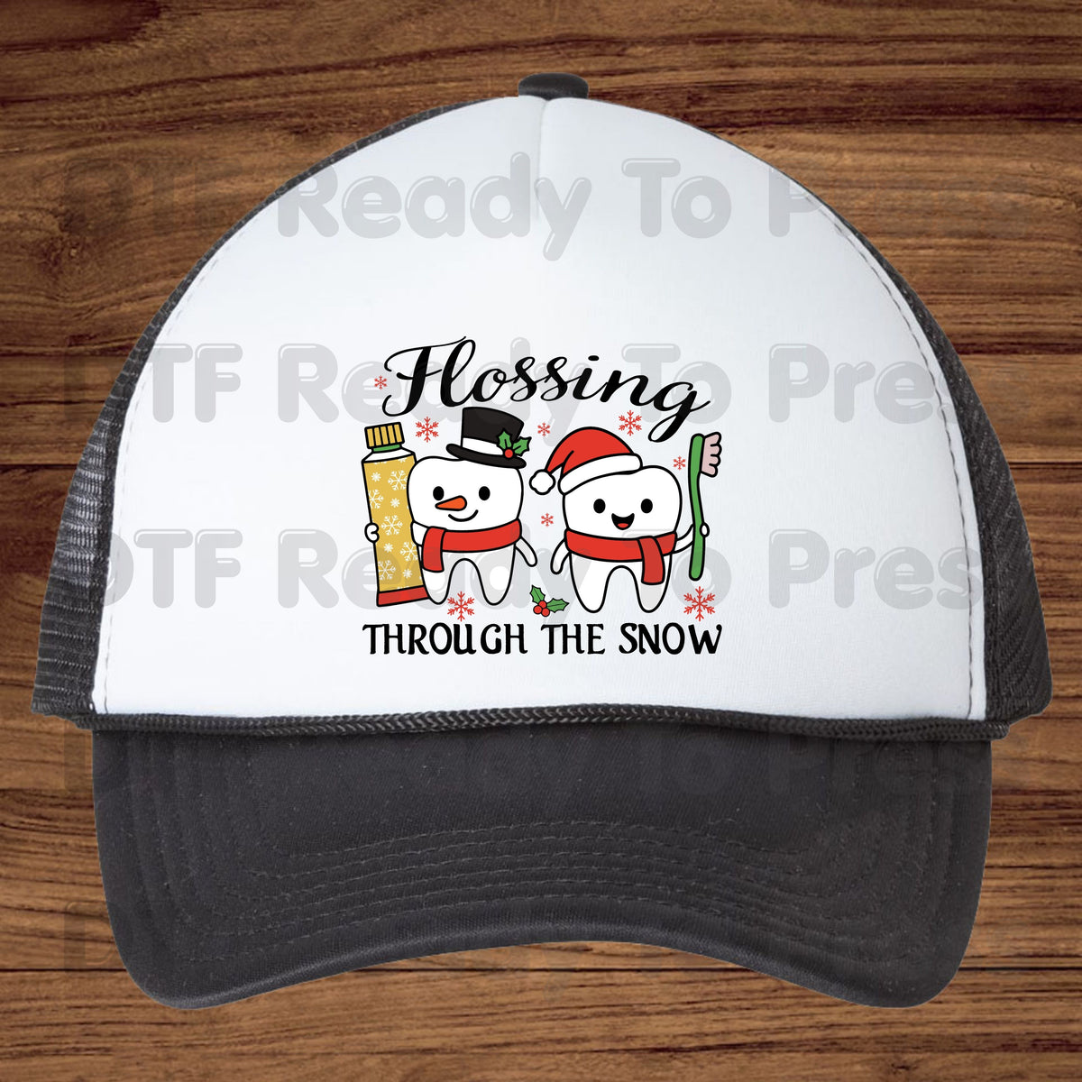 Flossing Through the Snow DTF Transfers, Christmas Dental Dentist Tooth Snowman Holiday Ready to Press
