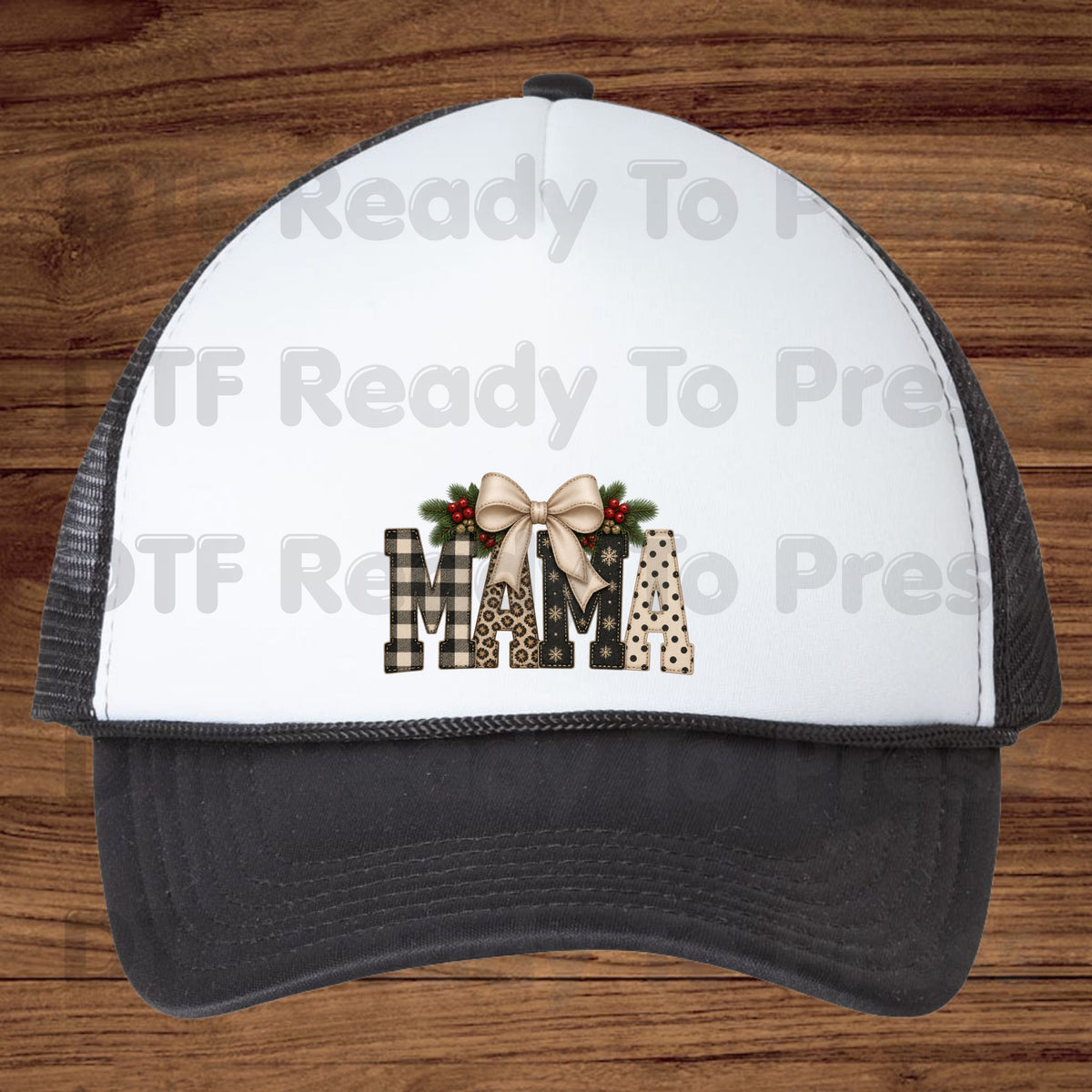 Christmas Mama DTF Transfers, Coquette Bow Buffalo Plaid Leopard Polka Dot Holiday Ready to Press