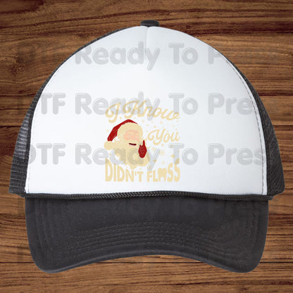 I Know You Didn't Floss Santa DTF Transfers, Funny Dental Christmas Dentist Hygienist Graphic Ready to Press
