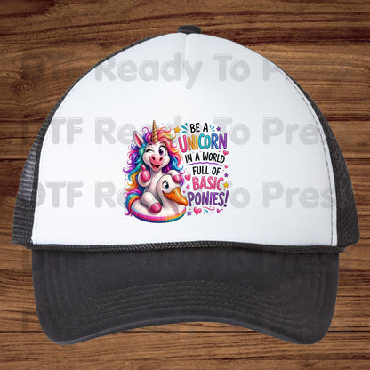 Be a Unicorn DTF Transfers, Basic Ponies Rainbow Cute Magical Girl Ready to Press