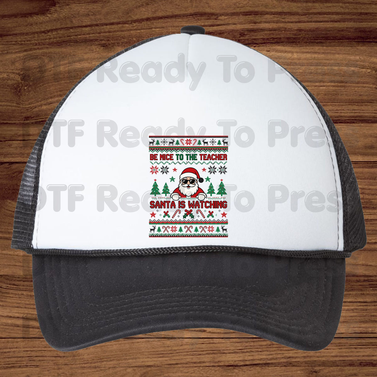 Be Nice to the Teacher Santa Is Watching DTF Transfers, Funny Christmas School Ugly Sweater Ready to Press