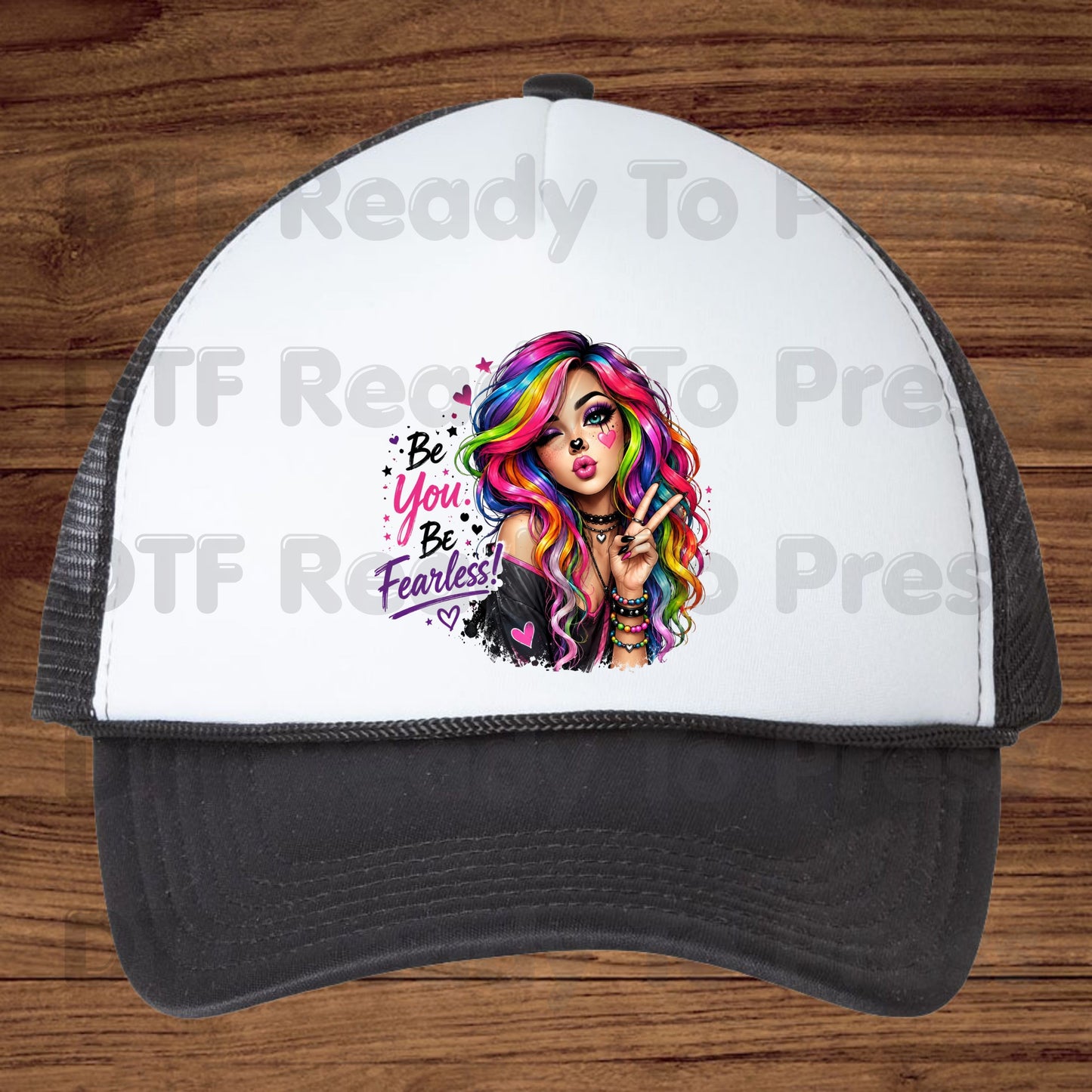 Be You Be Fearless DTF Transfers, Rainbow Hair Girl Colorful Girl Power Ready to Press