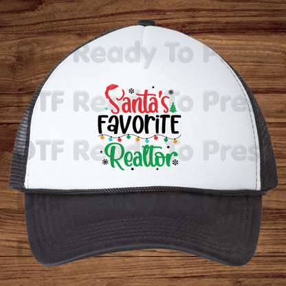 Santa's Favorite Realtor DTF Transfers, Christmas Real Estate Holiday Lights Ready to Press