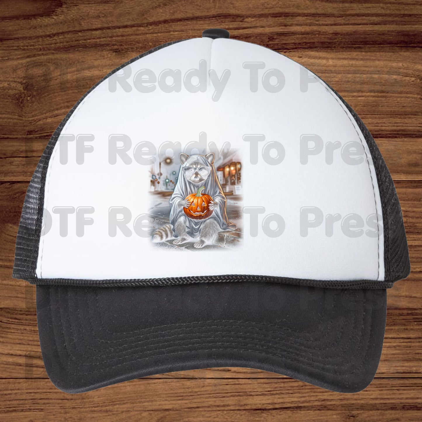 Halloween Ghost Raccoon DTF Transfers, Pumpkin Trash Panda Spooky Vintage Ready to Press
