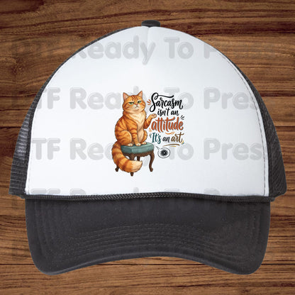 Cat DTF Transfer, Sarcasm Is an Art, Orange Tabby Cat Graphic