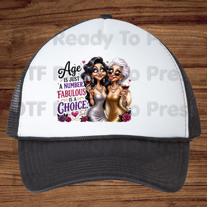Age Is Just a Number DTF Transfers, Fabulous Is a Choice Glam Best Friends Wine Birthday Ready to Press