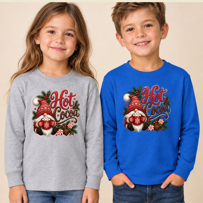 Christmas Gnome T-Shirt, Hot Cocoa Peppermint and Holly Graphic Tee, Cute Holiday Shirt