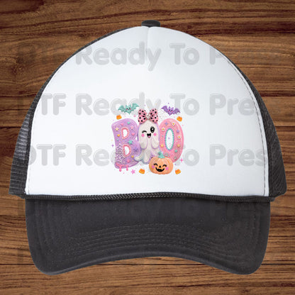 Pastel Cute Ghost Halloween BOO DTF Transfers, Pink Purple Bow Pumpkin Candy Corn Kids Girls Ready to Press