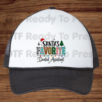 Santa's Favorite Dental Assistant DTF Transfers, Christmas Dental Plaid Leopard Graphic Ready to Press