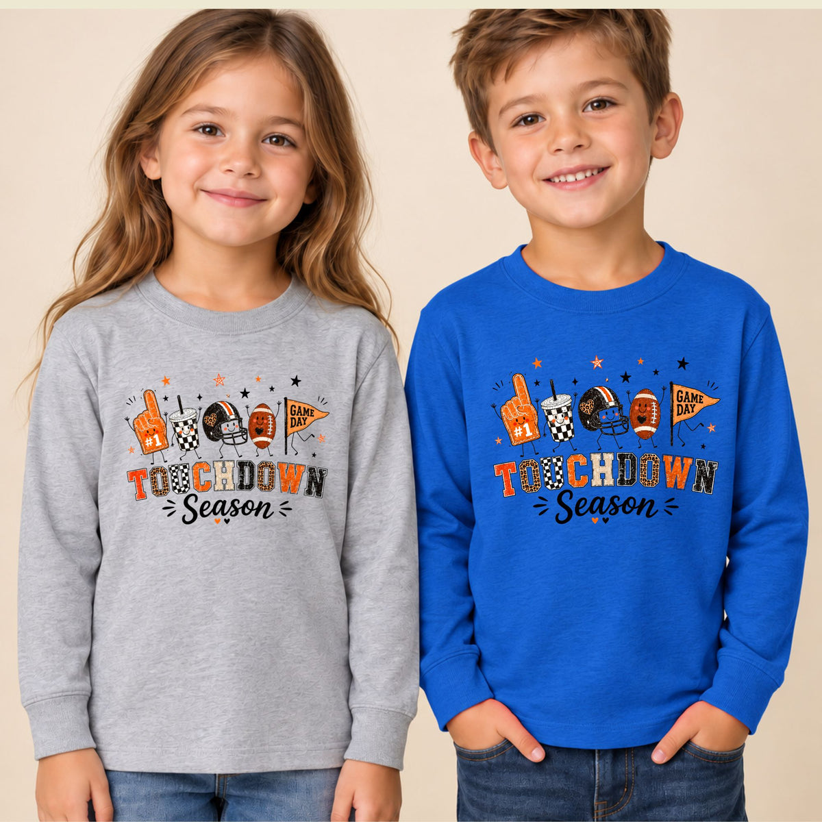 Touchdown Season Football T-Shirt, Game Day Fall Tee for Toddler and Kids