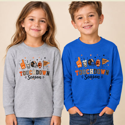 Touchdown Season Football T-Shirt, Game Day Fall Tee for Toddler and Kids