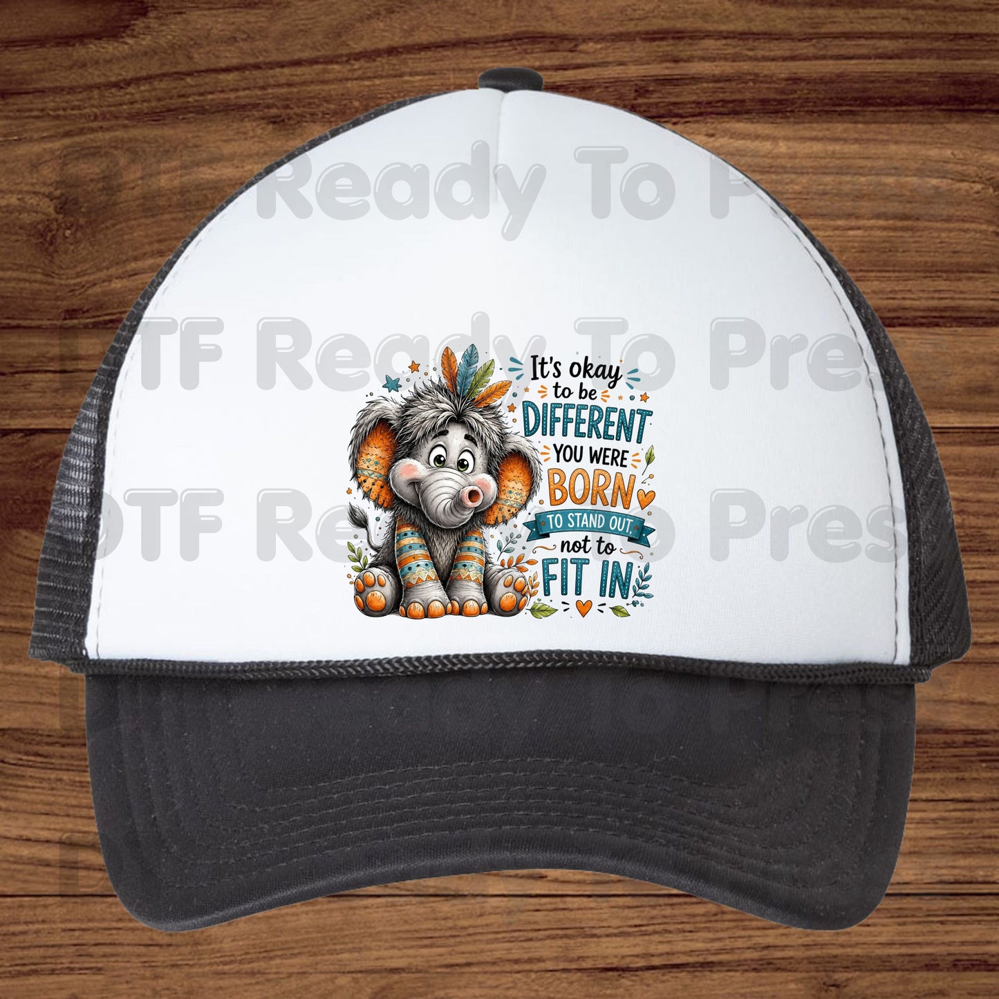 It's Okay to Be Different DTF Transfers, Cute Elephant Feathers Stand Out Quote Ready to Press