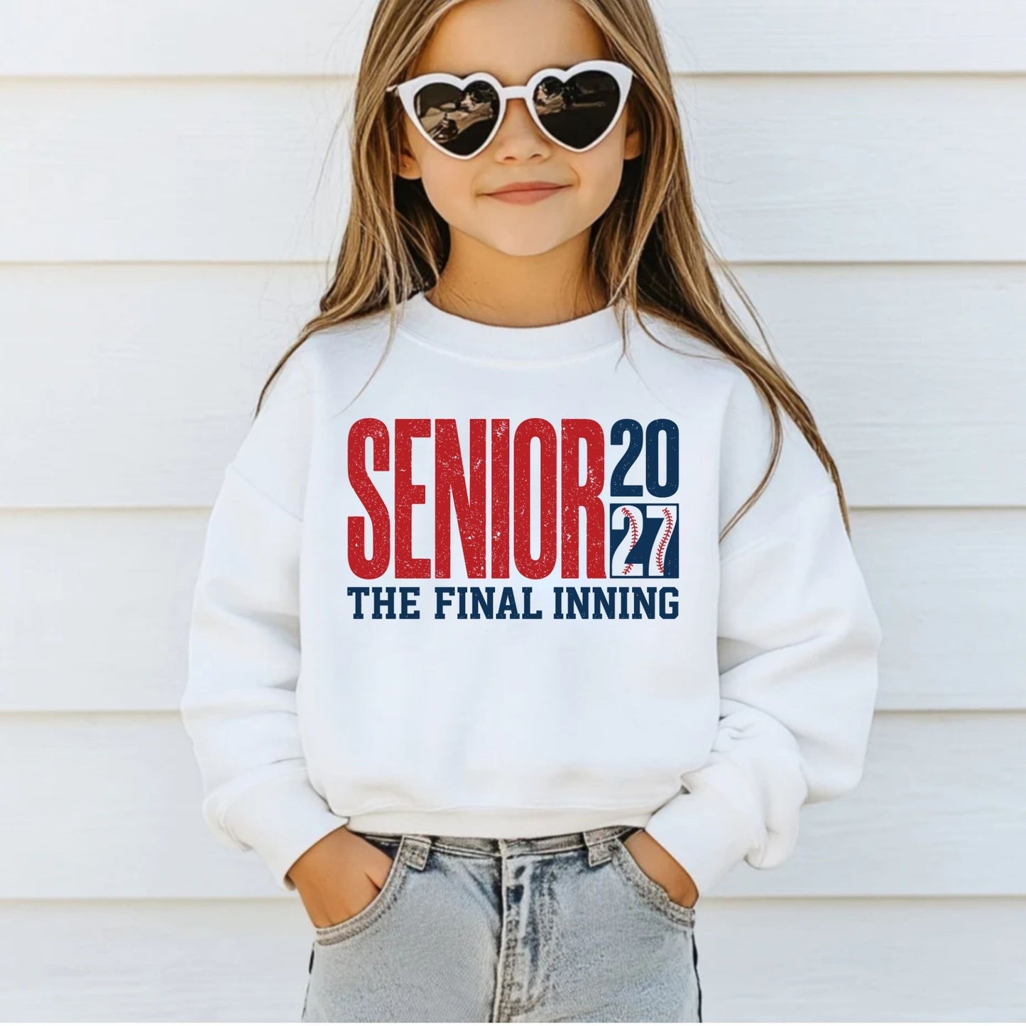 Senior 2027 The Final Inning DTF Transfer Ready to Press Sports Heat Transfer for Shirts Baseball Distressed Red Blue Tee
