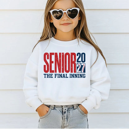 Senior 2027 The Final Inning DTF Transfer Ready to Press Sports Heat Transfer for Shirts Baseball Distressed Red Blue Tee