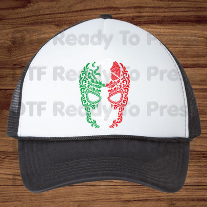 Mexican Flag Sugar Skull DTF Transfers, Eagle Coat of Arms Dia de los Muertos Ready to Press
