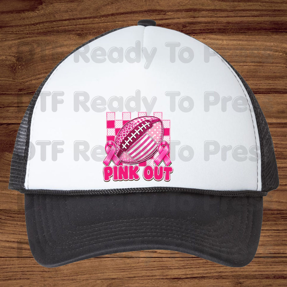 Pink Out DTF Transfers, Breast Cancer Awareness Football Pink Ribbon Support Ready to Press