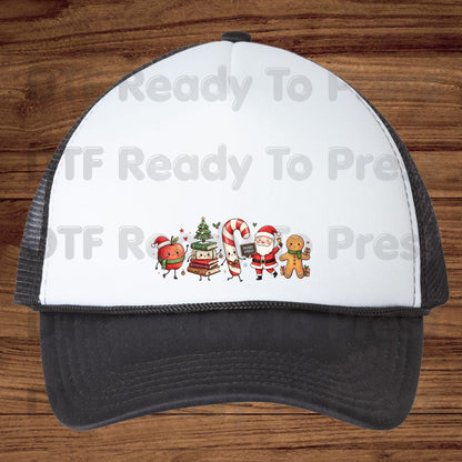Christmas Teacher Squad DTF Transfers, Holiday School Apple Books Santa Teacher Ready to Press