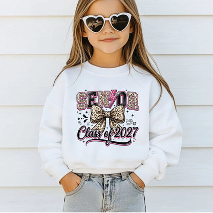 Senior 2027 DTF Gang Sheet Senior Sunrise Premade DTF Transfer Ready to Press Leopard Bow Graduation Heat Transfer For Shirts Trendy