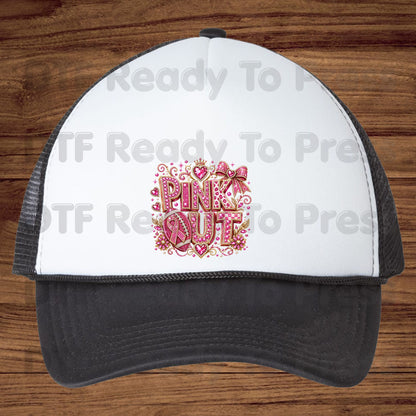 Pink Out DTF Transfers, Breast Cancer Awareness Glitter Football Pink Diamond Ribbon Crown Ready to Press