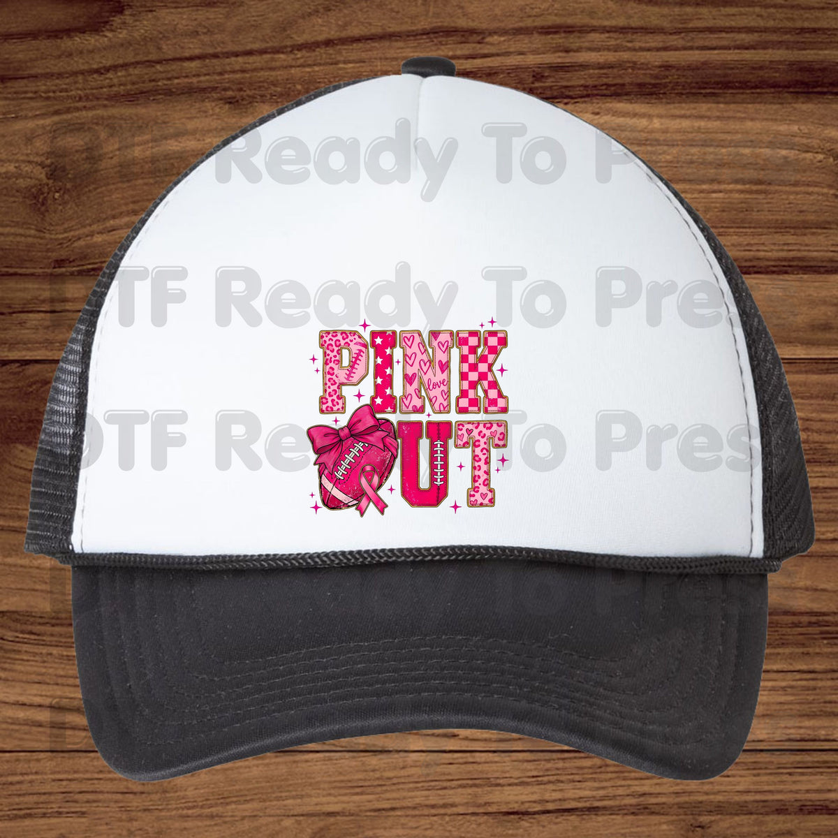 Pink Out DTF Transfers, Breast Cancer Awareness Football Coquette Bow Pink Ready to Press