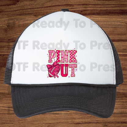 Pink Out DTF Transfers, Breast Cancer Awareness Football Coquette Bow Pink Ready to Press